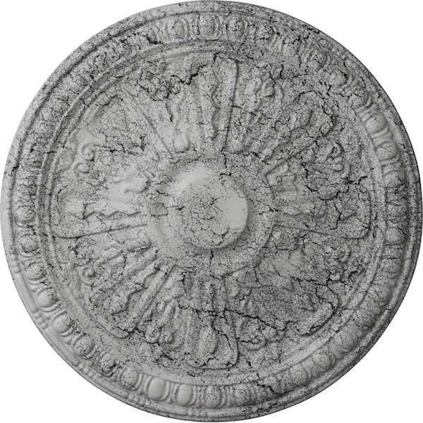 Ekena Millwork Raymond Ceiling Medallion (Fits Canopies up to 5 3/8"), 18"OD x 1 1/4"P, Ultra Pure White Crackle CM18RA2UWC - main